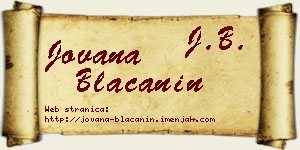 Jovana Blaćanin vizit kartica
